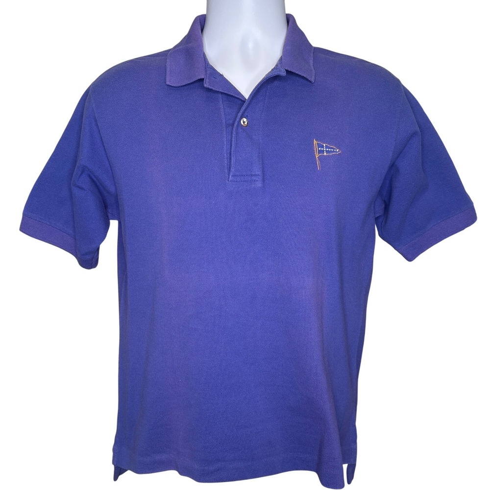 Outer Banks Mens Purple Vintage Pique Polo Shirt Nautical Flag Sz S Preppy Yacht